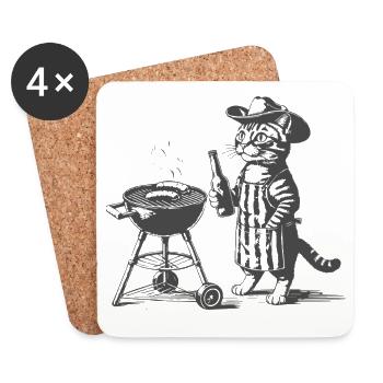 Barbecue pour chat Hero - Dessous de verre (lot de 4) - blanc - Devant