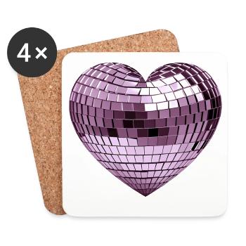 DISCO BALL LOVE #2 - peace & love - Coasters (set of 4) - white - Front
