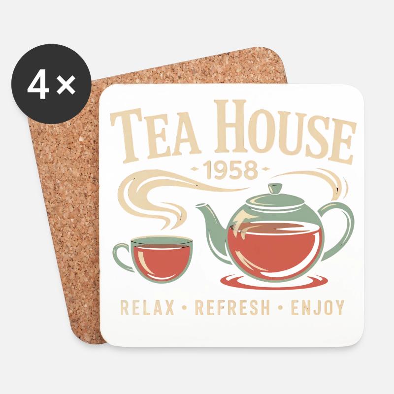 Tea House 1958 - Untersetzer (4er-Set) - Weiß