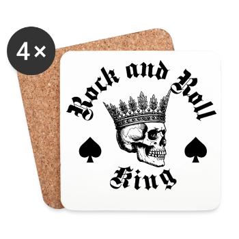 König des Rock'n'Roll-Logo-Designs - Untersetzer (4er-Set) - Weiß - Vorne