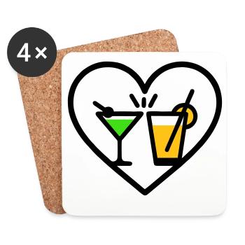 Cocktails Herz Sommer Party Strand Geschenk - Untersetzer (4er-Set) - Weiß - Vorne