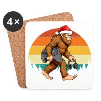 Gamer Bigfoot Weihnachten Videospiele Liebhaber Lustig Xm - Untersetzer (4er-Set) - Weiß - Vorne