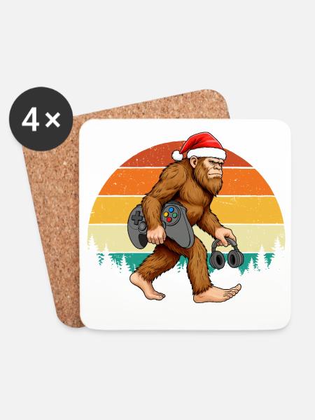Gamer Bigfoot Weihnachten Videospiele Liebhaber Lustig Xm - Untersetzer (4er-Set) - Weiß