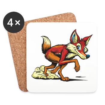 Sprint de dessins animés du Renard Rouge - Dessous de verre (lot de 4) - blanc - Devant