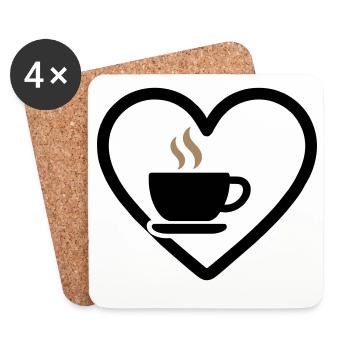 Kaffee Herz Tasse Heißes Getränk Morgen - Untersetzer (4er-Set) - Weiß - Vorne