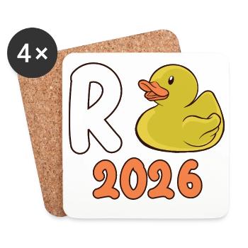 Pension 2026 Duck Pensioner 2026 Pension de retraite - Dessous de verre (lot de 4) - blanc - Devant