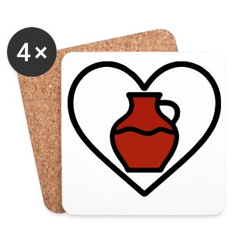 Coeur en céramique Vase Argile Art Créatif - Dessous de verre (lot de 4) - blanc - Devant