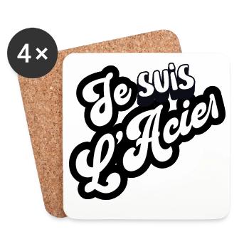 Je suis L’Acier – Typographie rétro - Dessous de verre (lot de 4) - blanc - Devant