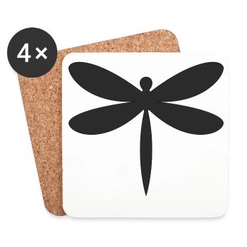 Libelle Silhouette  - Untersetzer (4er-Set) - Weiß - Vorne
