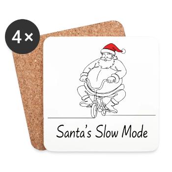 Santa on Bike Slow Mode - Coasters (set of 4) - white - Front