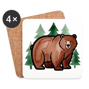 Forest bear in watercolor style - Coasters (set of 4) - white - Front