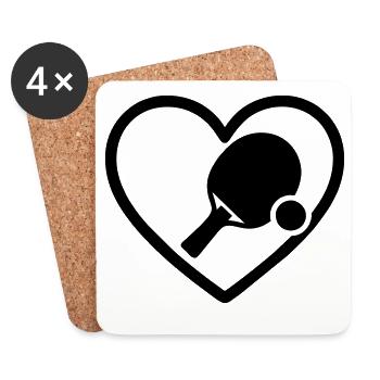 Heart + Ping-Pong – Table Tennis Passion - Coasters (set of 4) - white - Front