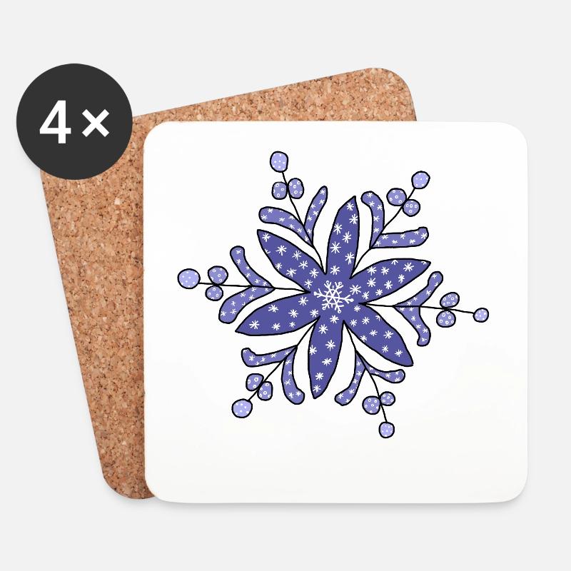 blaue_Schneeflocke - Untersetzer (4er-Set) - Weiß