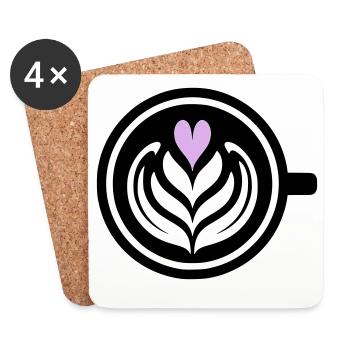 Kaffee-Liebe: Latte art Herz Vektor - Untersetzer (4er-Set) - Weiß - Vorne