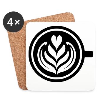 Coffee Love : Latte Art Heart Vector - Dessous de verre (lot de 4) - blanc - Devant