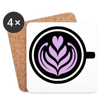 Kaffee-Liebe: Latte art Herz Vektor - Untersetzer (4er-Set) - Weiß - Vorne