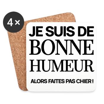 Je suis de bonne humeur - Dessous de verre (lot de 4) - blanc - Devant