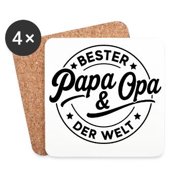 Papa & Opa Design – Geschenk von Kindern & Enkeln - Untersetzer (4er-Set) - Weiß - Vorne