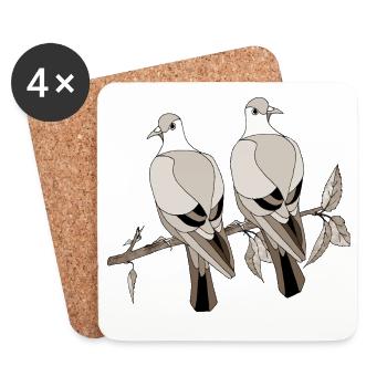 Bunte Vögel - Untersetzer (4er-Set) - Weiß - Vorne