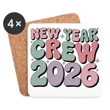 Équipe du Nouvel An 2026 - Dessous de verre (lot de 4) - blanc - Devant