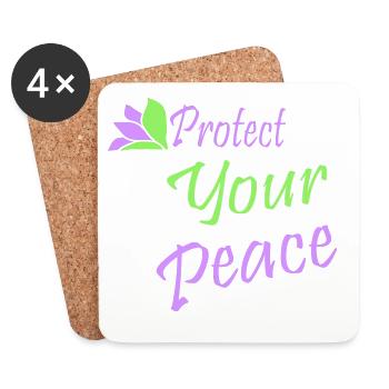 Protect Your Peace Mental Health Mindfulness - Coasters (set of 4) - white - Front