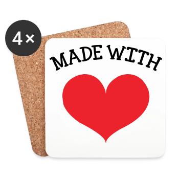 Made with Love – Baby – Babyparty-Geschenk - Untersetzer (4er-Set) - Weiß - Vorne