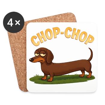 Dessin animé Dachshund Chop-Chop - Dessous de verre (lot de 4) - blanc - Devant