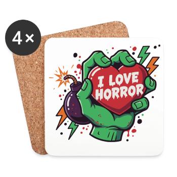 HorrorHeart in Zombie Hand - Coasters (set of 4) - white - Front