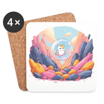 Cat ball in the colored canyon - Coasters (set of 4) - white - Front