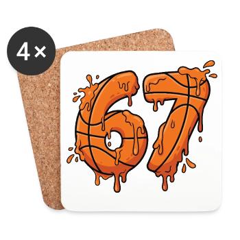 67 Meme-Basketball-Graffiti - Untersetzer (4er-Set) - Weiß - Vorne