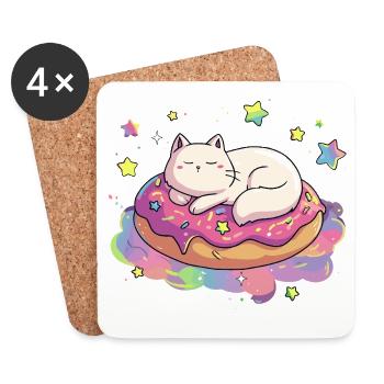 Kater Kuschel Donut Traum - Untersetzer (4er-Set) - Weiß - Vorne