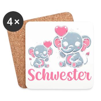 Grande Sœur Éléphant Frère ou Sœur Aînée - Dessous de verre (lot de 4) - blanc - Devant