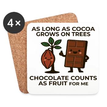 Chocolate is fruit – cocoa humor saying - Coasters (set of 4) - white - Front