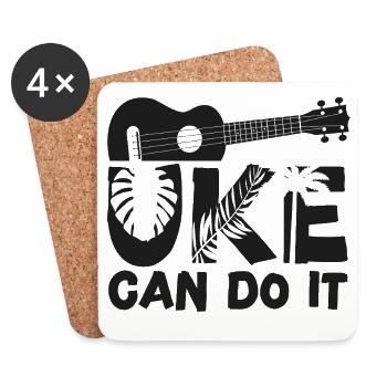 Ukulélé hawaïen uke uke peut le faire - Dessous de verre (lot de 4) - blanc - Devant
