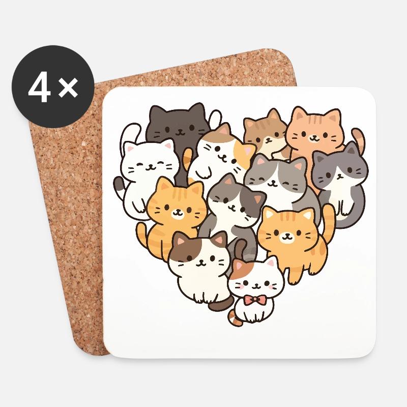Katze - Untersetzer (4er-Set) - Weiß