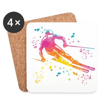Ski alpin Sports d’hiver Ski nordique - Dessous de verre (lot de 4) - blanc - Devant