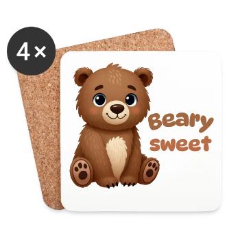 Cute Brown Bear - Coasters (set of 4) - white - Front