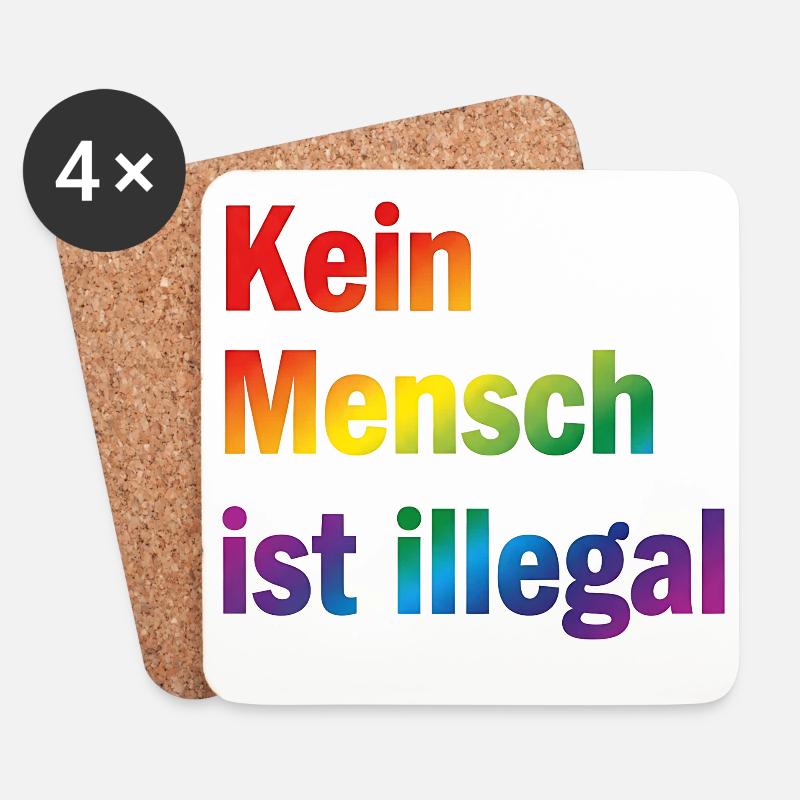 Kein Mensch ist illegal – klare Haltung zeigen - Untersetzer (4er-Set) - Weiß