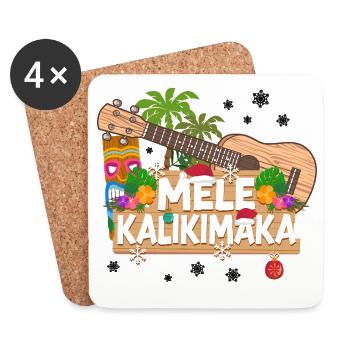 Hawaiian Ukulele Uke Christmas - Coasters (set of 4) - white - Front
