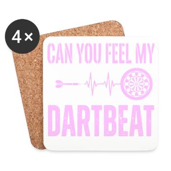 Darts Heartbeat "Can you feel my dartbeat" Hoodie - Untersetzer (4er-Set) - Weiß - Vorne