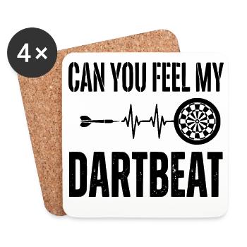 Mug, t-shirt et chaussettes Darts Heartbeat « Dartbeat » - Dessous de verre (lot de 4) - blanc - Devant