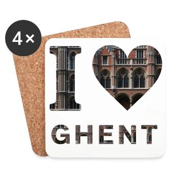 I Love Ghent – Gothic Architectural Design - Coasters (set of 4) - white - Front
