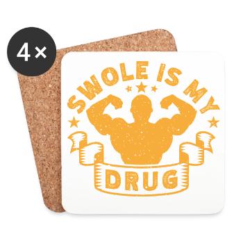 Fitness Motivation Bodybuilder Swole Is My Drug - Untersetzer (4er-Set) - Weiß - Vorne