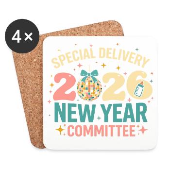 Neujahr 2020 Disco Komitee - Untersetzer (4er-Set) - Weiß - Vorne