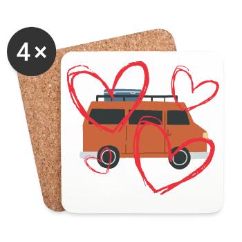 Van Life Love Vintage-Camper-Reiseabenteuer - Untersetzer (4er-Set) - Weiß - Vorne