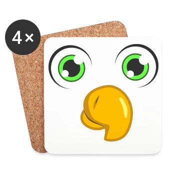 Cute Parrot Face Minimal Funny Bird DIY Costume - Coasters (set of 4) - white - Front