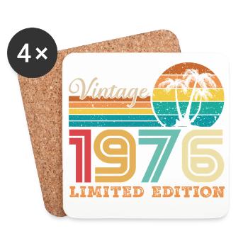 1976 Vintage Cadeau D'anniversaire Rétro 1976 - Dessous de verre (lot de 4) - blanc - Devant