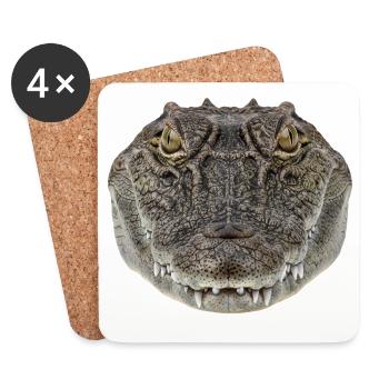 Crocodile Portrait Detail Wildlife Design - Coasters (set of 4) - white - Front