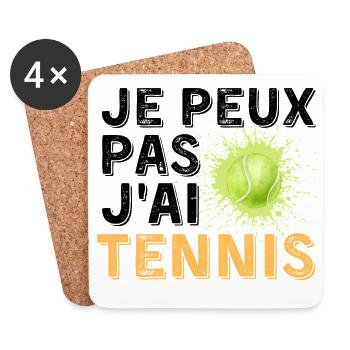 Graphic Original Je Peux Pas J'Ai Tennis - Dessous de verre (lot de 4) - blanc - Devant
