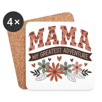 Mama : Ma plus grande aventure - Citation de maman florale Desi - Dessous de verre (lot de 4) - blanc - Devant
